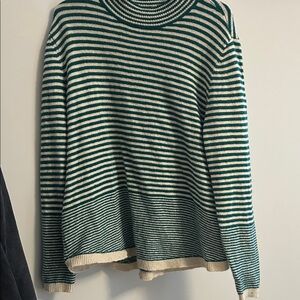 Liz Claiborne Green and Cream Striped Top
